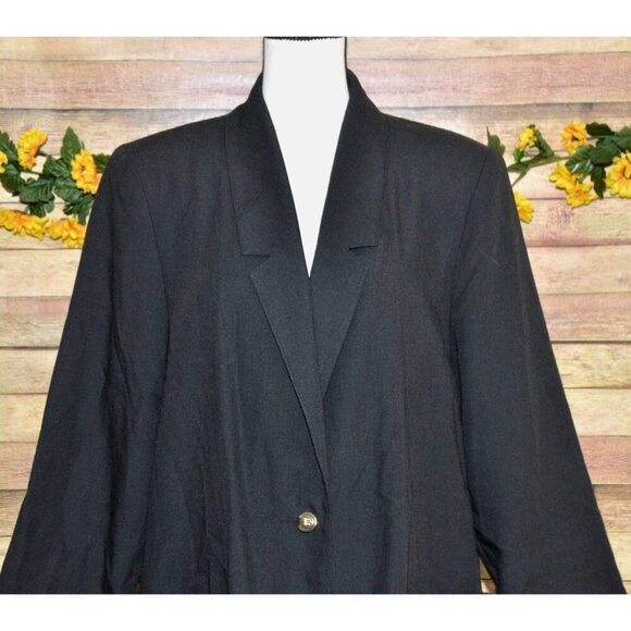 Vintage Sag Harbor Ladies Blazer Jacket Black Gold Button Collared Size 14 Retro - Picture 2 of 9